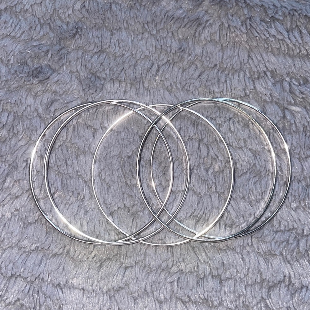 5 silver bracelet stack